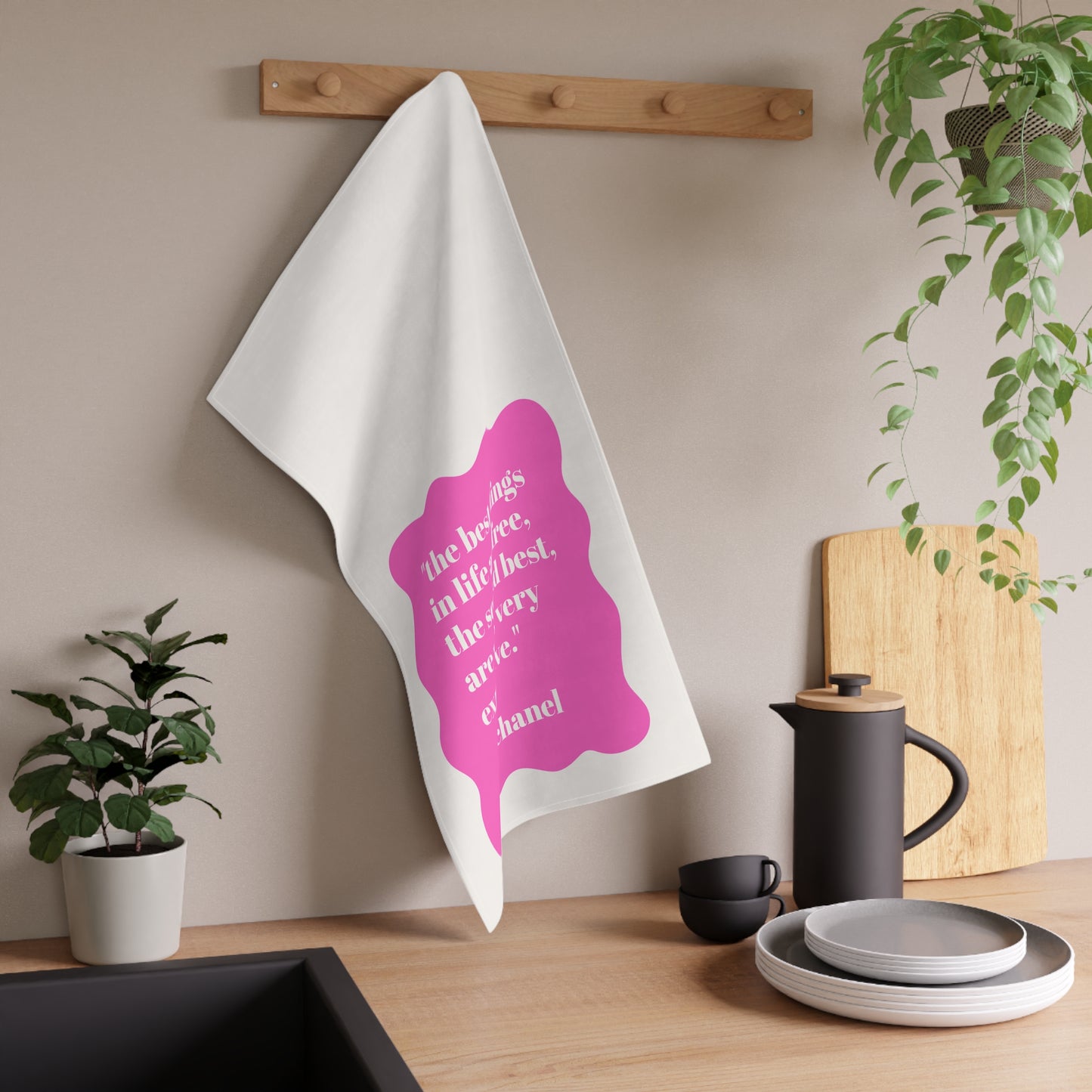 The Best Things In Life Kitchen Tea Towel Fun Preppy Pink Hostess Gift