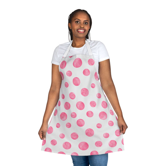 Pink Polka Dot Pastel Retro Kitchen Apron