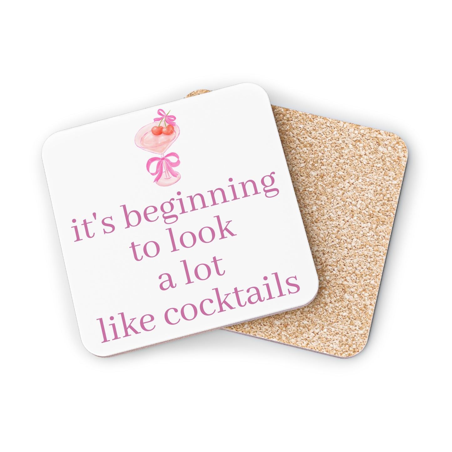 Beginning To Look A Lot Like Cocktails Coasters - Fun Drinkware Accessories for Parties, Home Bars, Holiday Decor, Gift Ideas