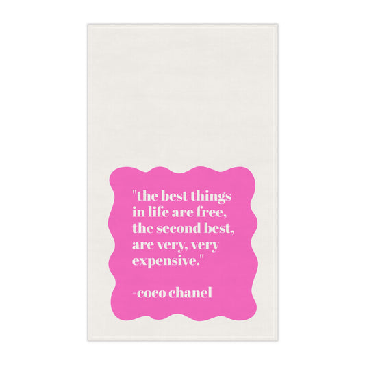 The Best Things In Life Kitchen Tea Towel Fun Preppy Pink Hostess Gift