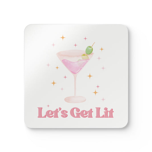 Coaster Set, Let's Get Lit Preppy Martini, Funny Housewarming Hostess Gift, Southern Christmas, Barware, Drinkware