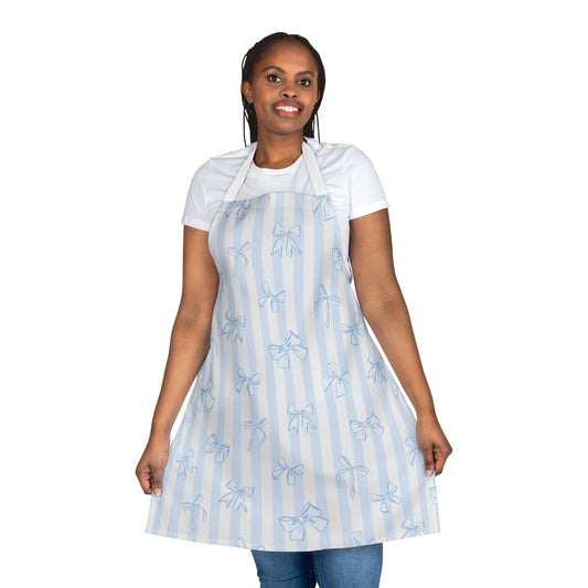 Blue Bow Watercolor Pastel Retro Kitchen Apron