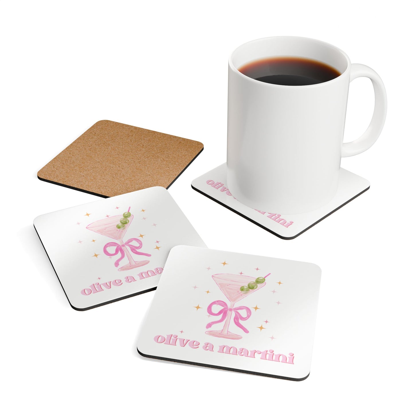 Preppy Christmas Cocktail Coasters | Vibrant, bold, colourful mug placemats | Bar decor, accessories |Swirly coffee, tea, mug coasters