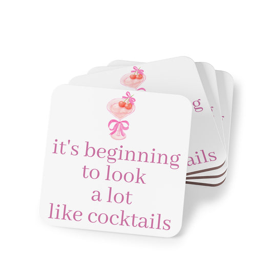 Beginning To Look A Lot Like Cocktails Coasters - Fun Drinkware Accessories for Parties, Home Bars, Holiday Decor, Gift Ideas