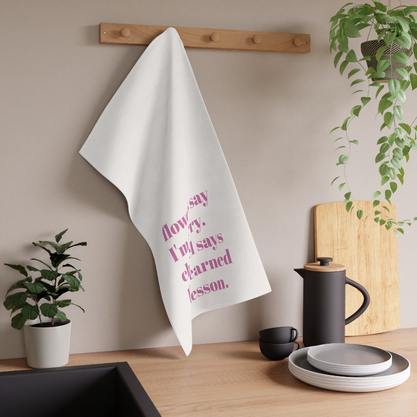Flowers Tea Towel Funny Hostess Gift