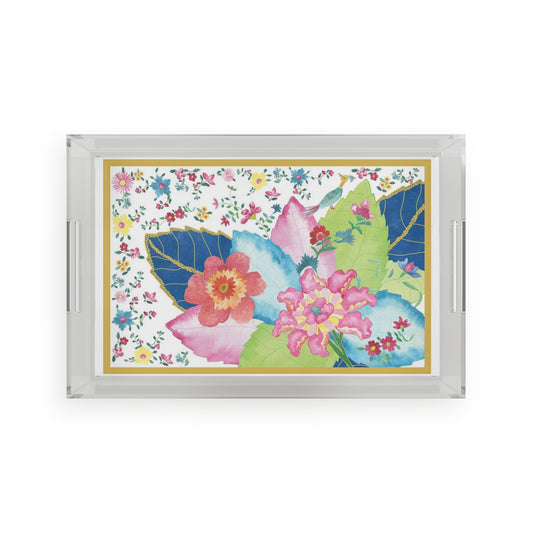 Floral Acrylic Serving Tray