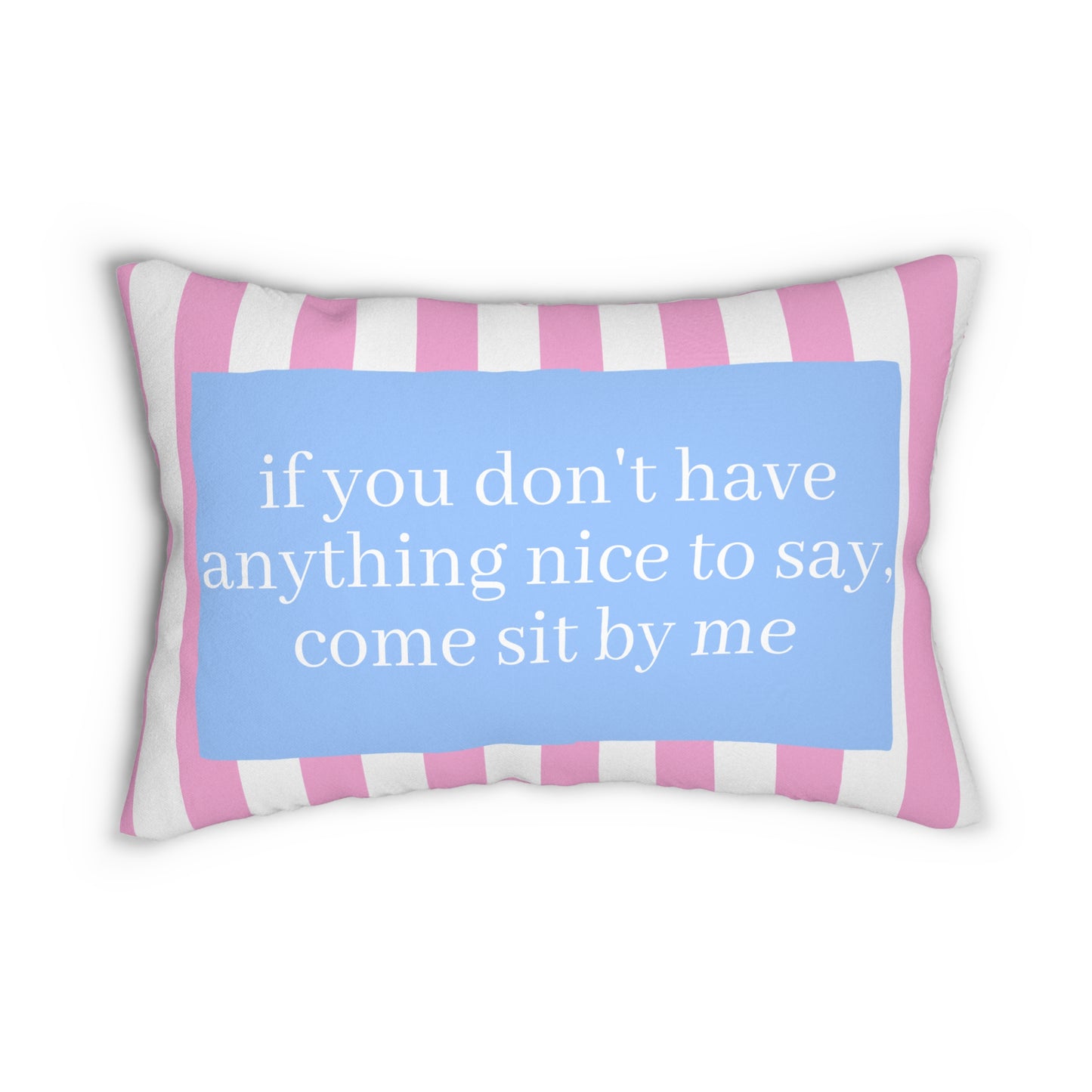 Nothing Nice To Say Lumbar Pillow, Preppy Pink Throw Pillow, Fun Hostess Gift