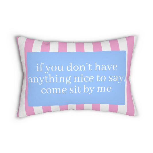 Nothing Nice To Say Lumbar Pillow, Preppy Pink Throw Pillow, Fun Hostess Gift
