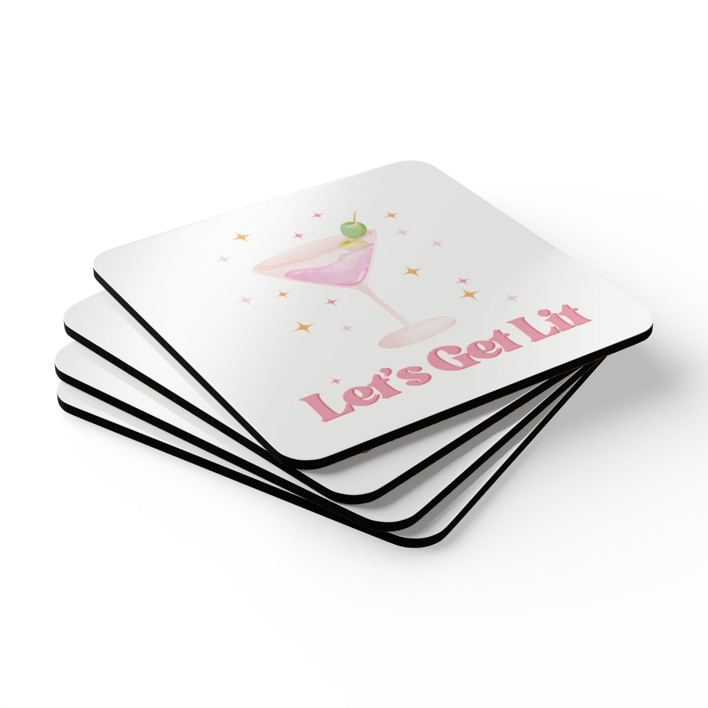 Coaster Set, Let's Get Lit Preppy Martini, Funny Housewarming Hostess Gift, Southern Christmas, Barware, Drinkware