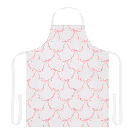 Pink Pastel Bow Retro Kitchen Apron
