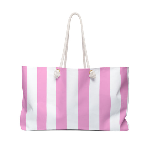 Preppy Pink Cabana Stripe Weekender Travel Tote Bag Baby Diaper Bag Pickleball Bag
