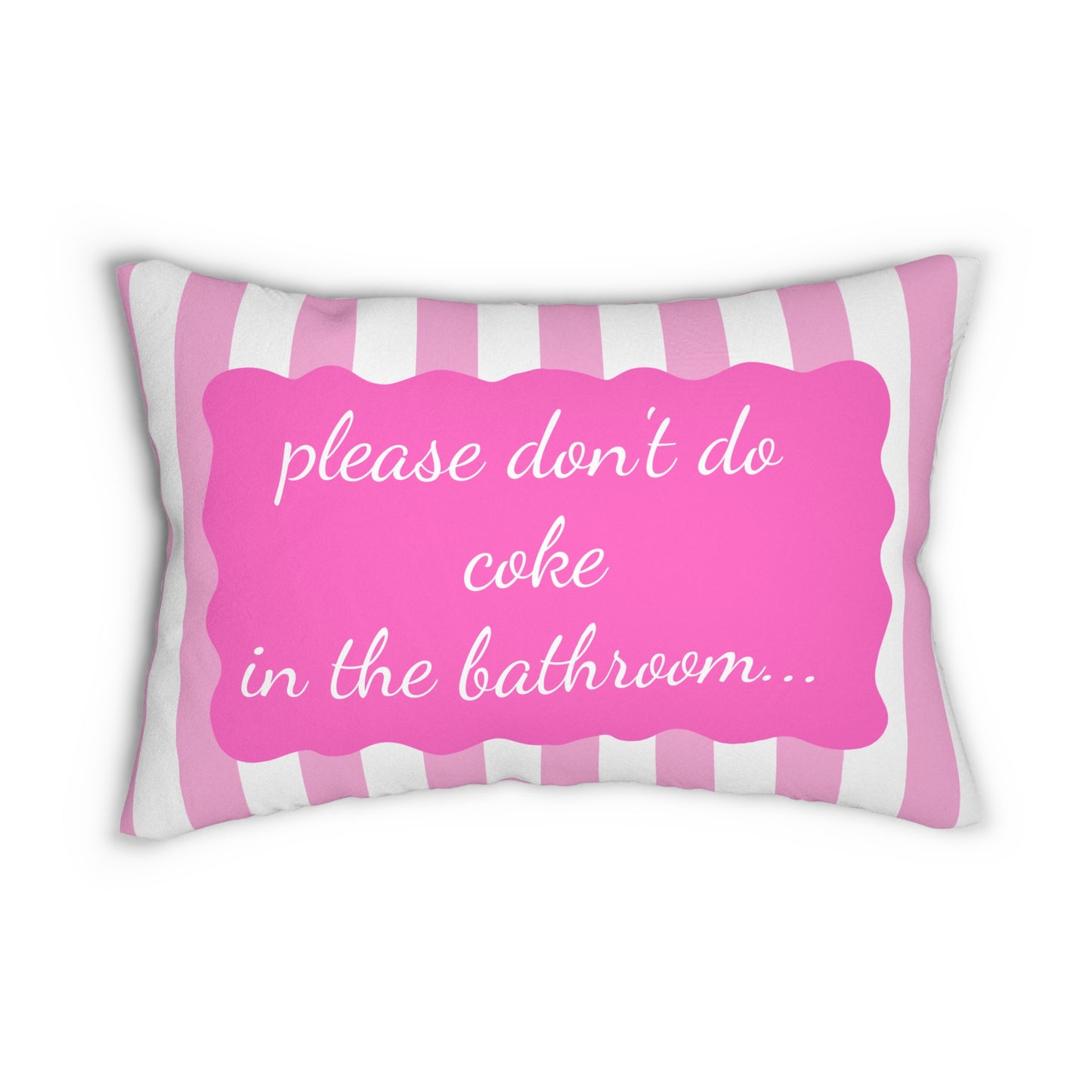 Please Don't Pink Cabana Striped Lumbar Pillow, Preppy Pink Throw Pillow, Fun Hostess Gift