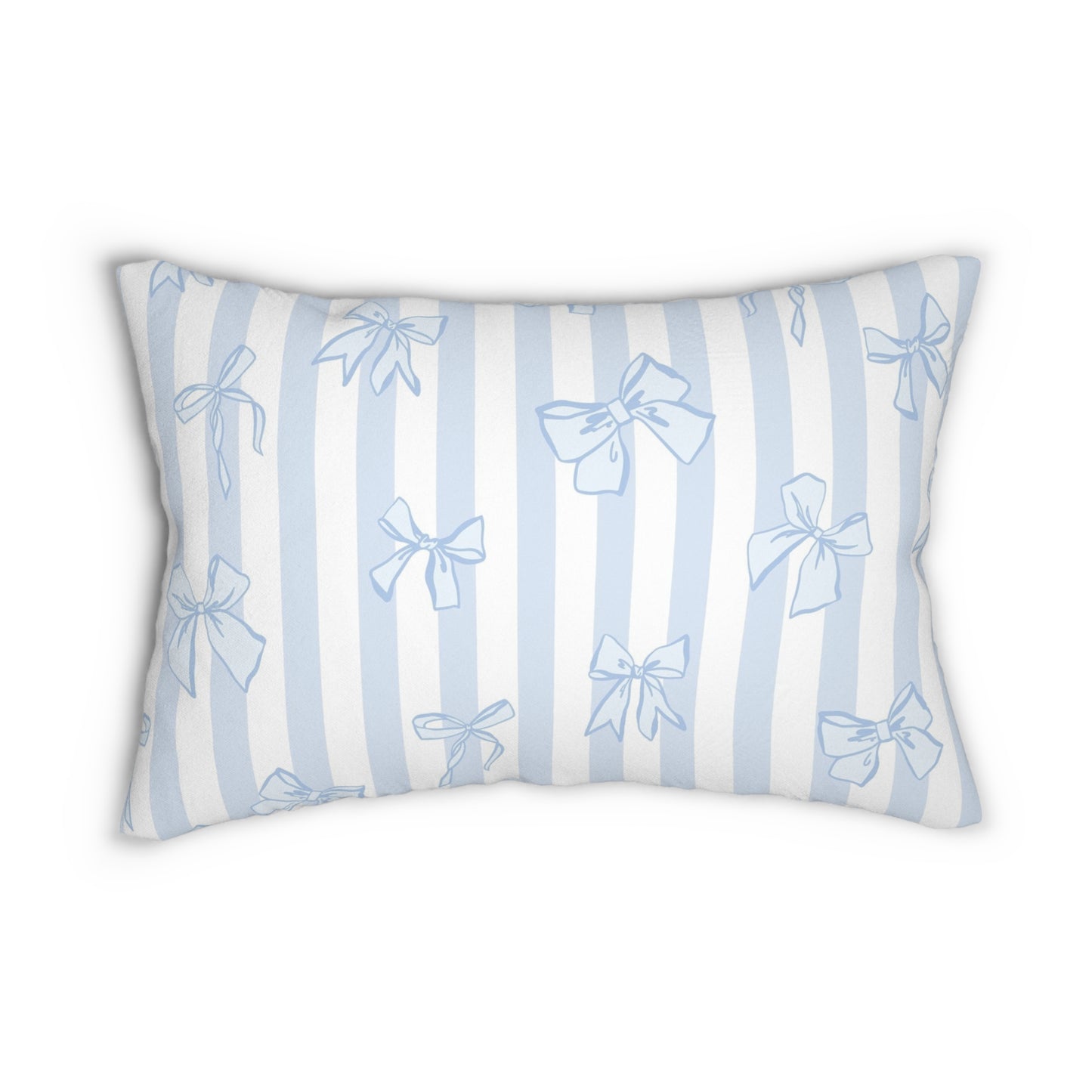 Preppy Blue Bow Coquette Lumbar Pillow, Decorative Cushion for Home, Dorm Room Decor, Unique Home Accent