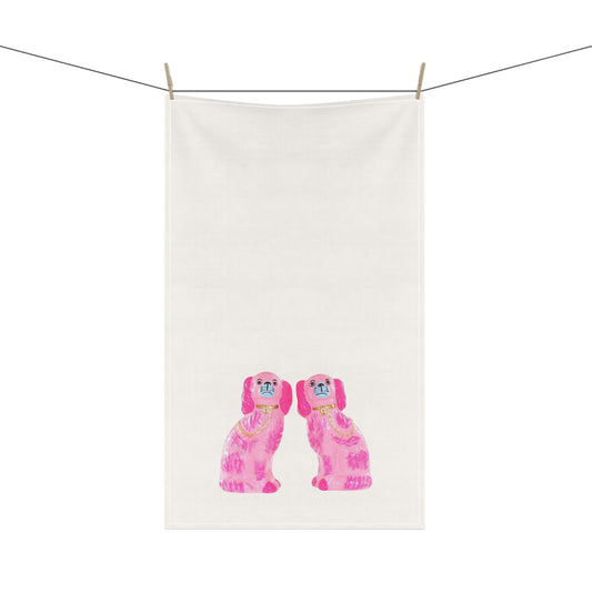 Pink Staffies Kitchen Tea Towel Funny Kitchen Towel Hostess Gift