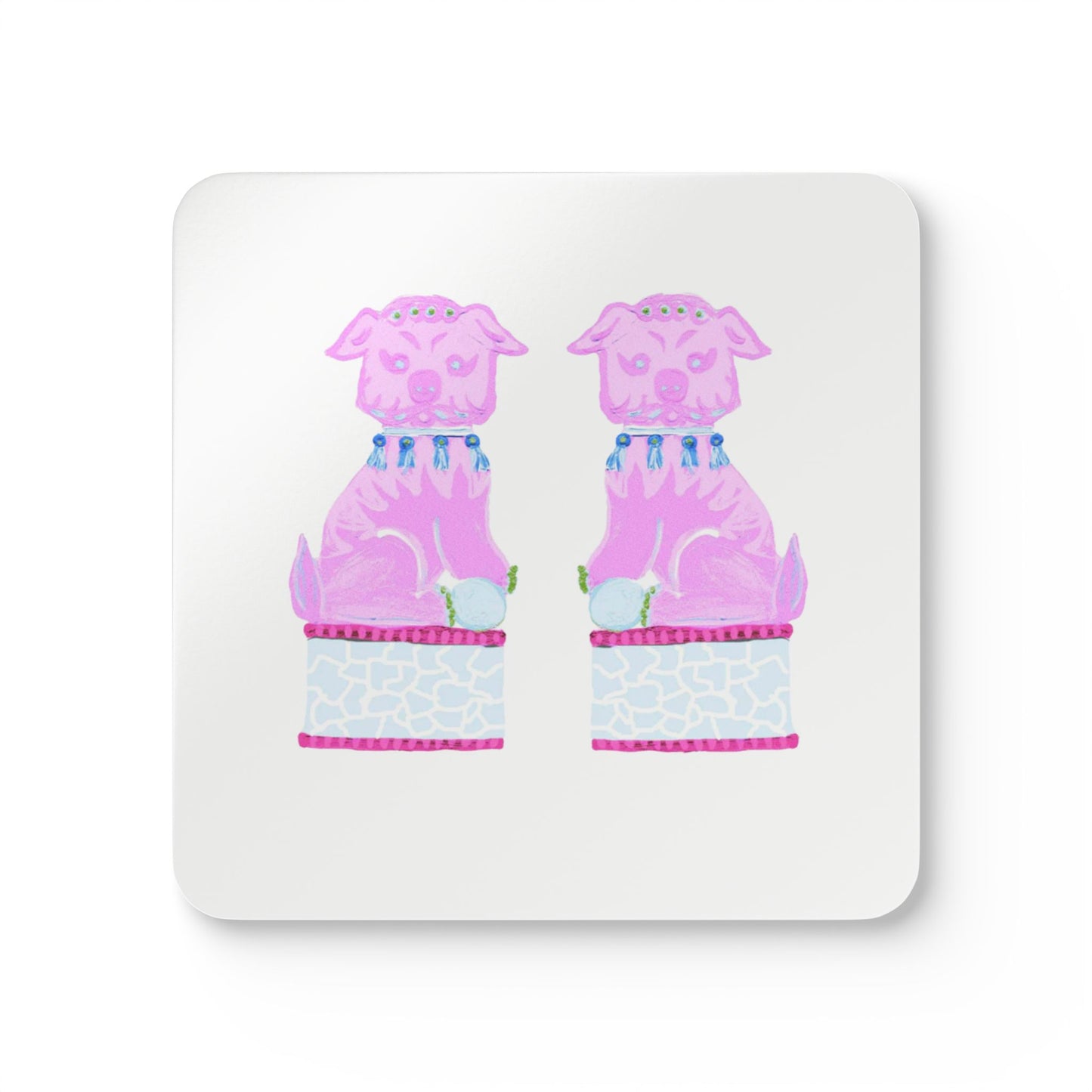Purple Foo Dog Coaster Set