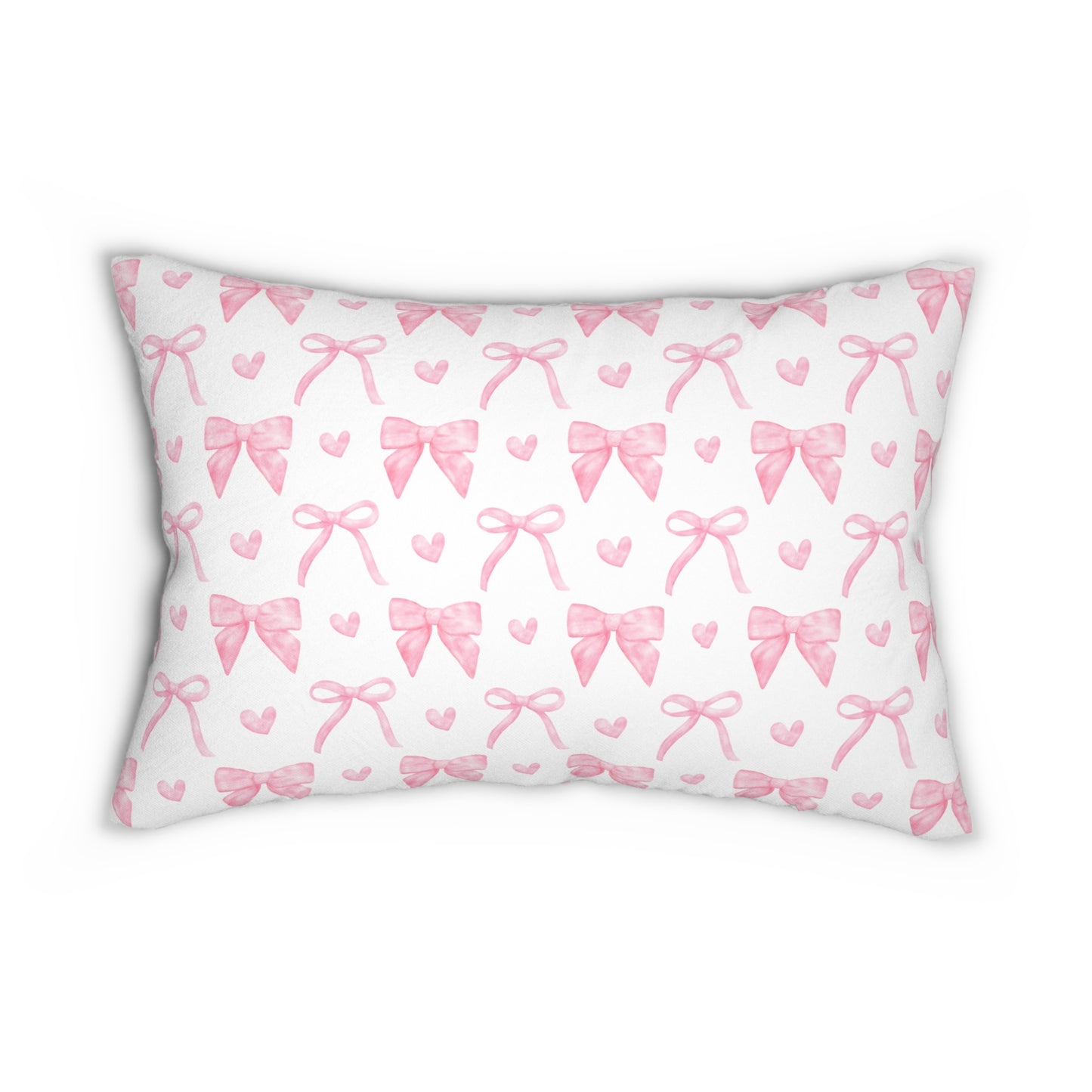 Preppy Pink Bow Coquette Lumbar Pillow, Decorative Cushion for Home, Dorm Room Decor, Unique Home Accent, Baby Pillow