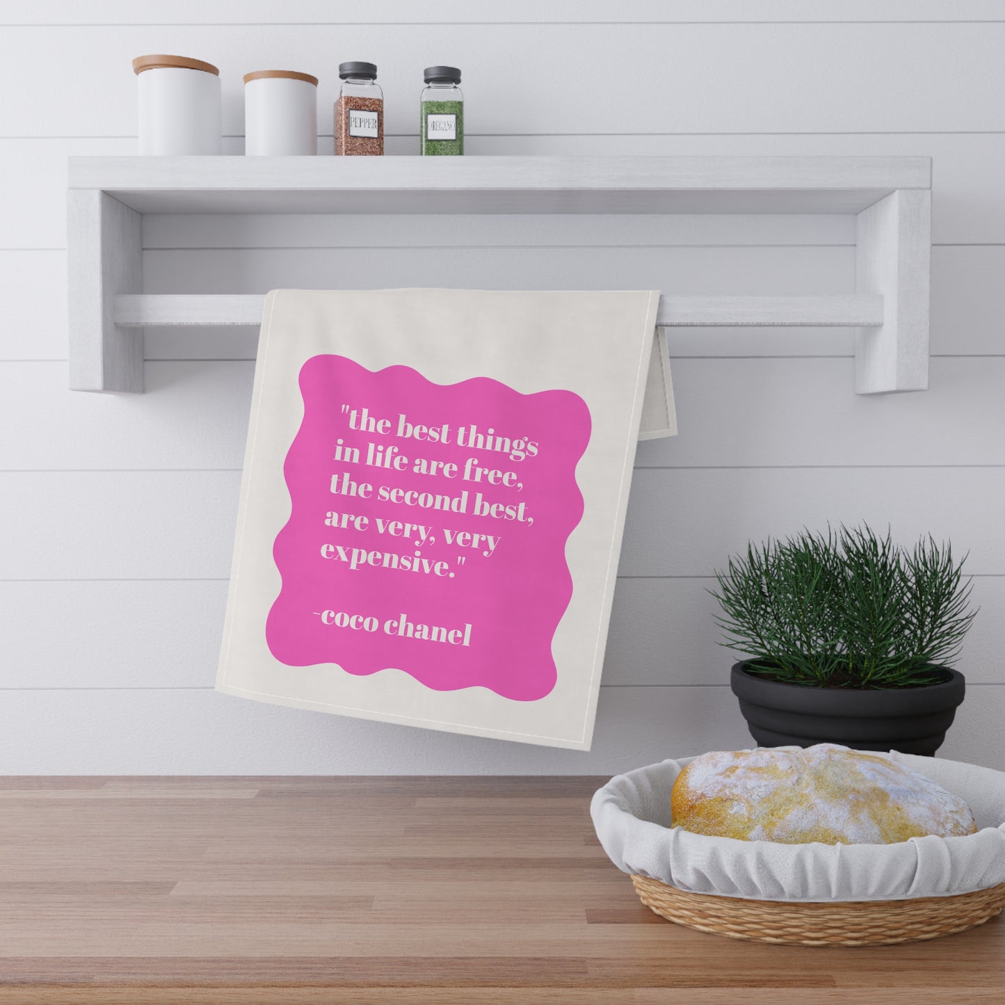 The Best Things In Life Kitchen Tea Towel Fun Preppy Pink Hostess Gift