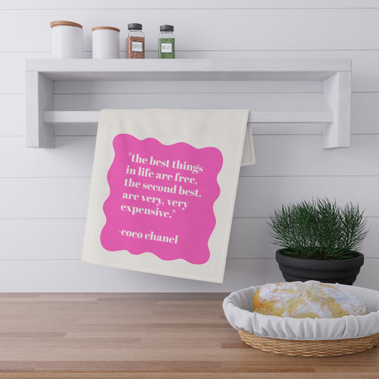 The Best Things In Life Kitchen Tea Towel Fun Preppy Pink Hostess Gift
