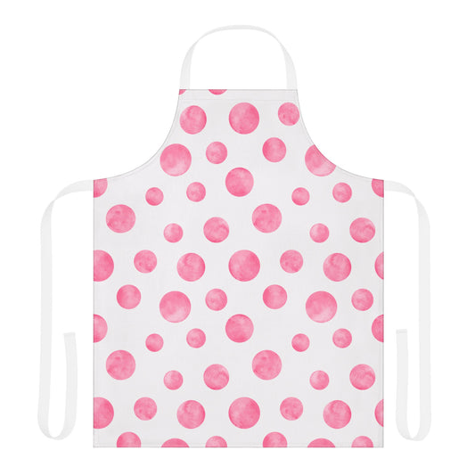Pink Polka Dot Pastel Retro Kitchen Apron