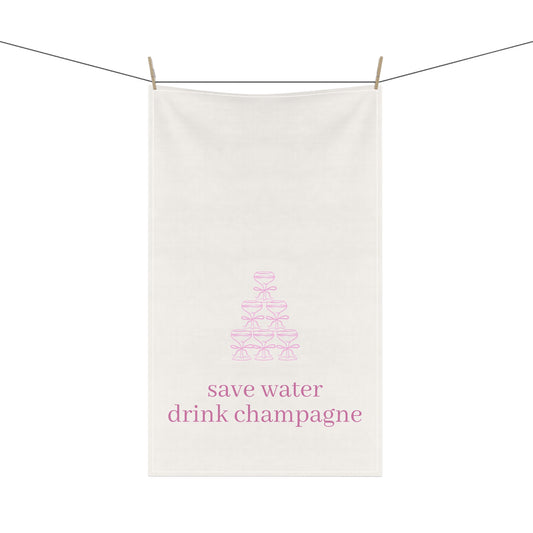 Save Water Drink Champagne Kitchen Tea Towel Funny Hostess Party Gift