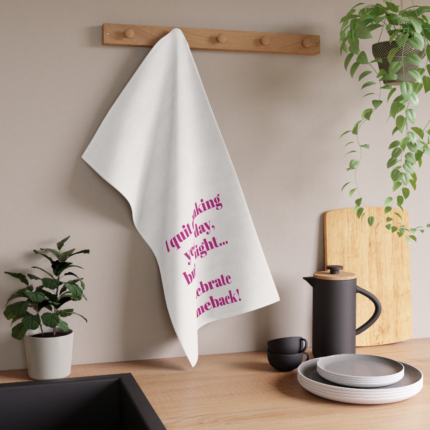 Celebrate a Comeback Kitchen Tea Towel Funny Meme Hostess Party Gift