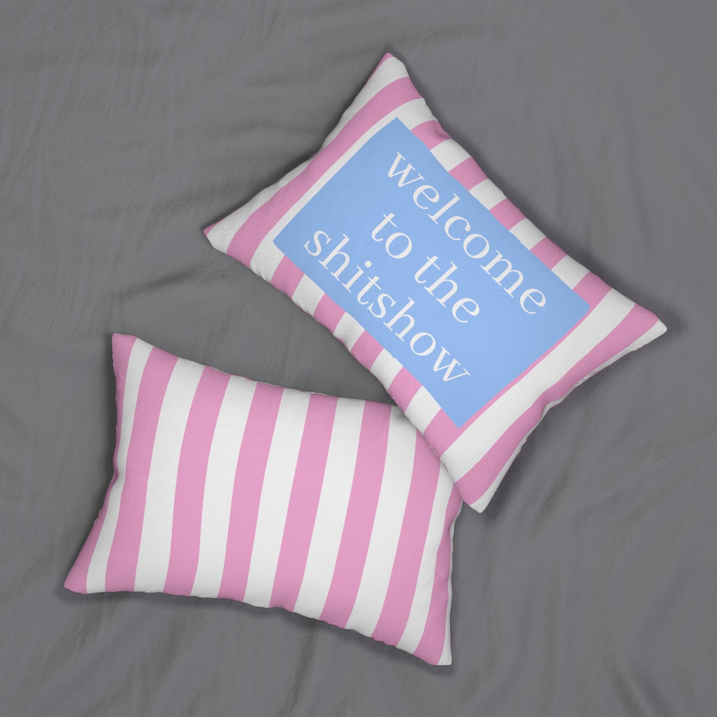 Welcome To The Shitshow Lumbar Pillow, Preppy Pink Throw Pillow, Fun Hostess Gift