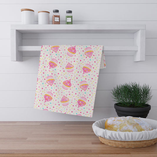 Preppy Pink Sprinkle Cupcake Kitchen Tea Towel Baker Hostess Party Gift