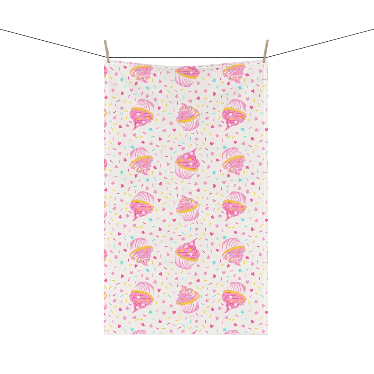 Preppy Pink Sprinkle Cupcake Kitchen Tea Towel Baker Hostess Party Gift