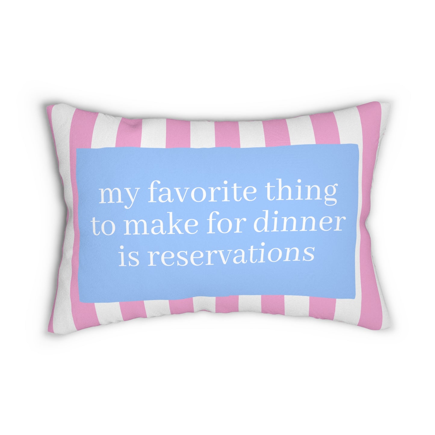 Reservations Lumbar Pillow, Preppy Pink Throw Pillow, Fun Hostess Gift