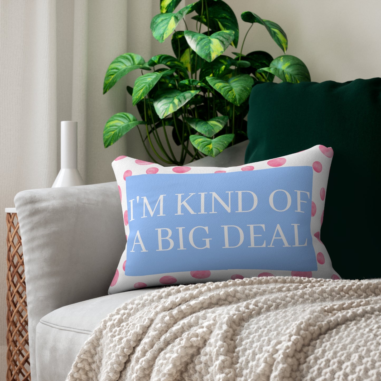 I'm Kind Of A Big Deal Lumbar Pillow, Preppy Pink Throw Pillow, Fun Hostess Gift
