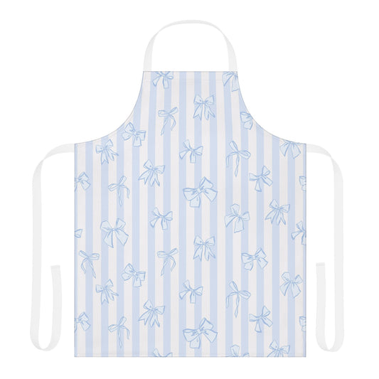 Blue Bow Watercolor Pastel Retro Kitchen Apron