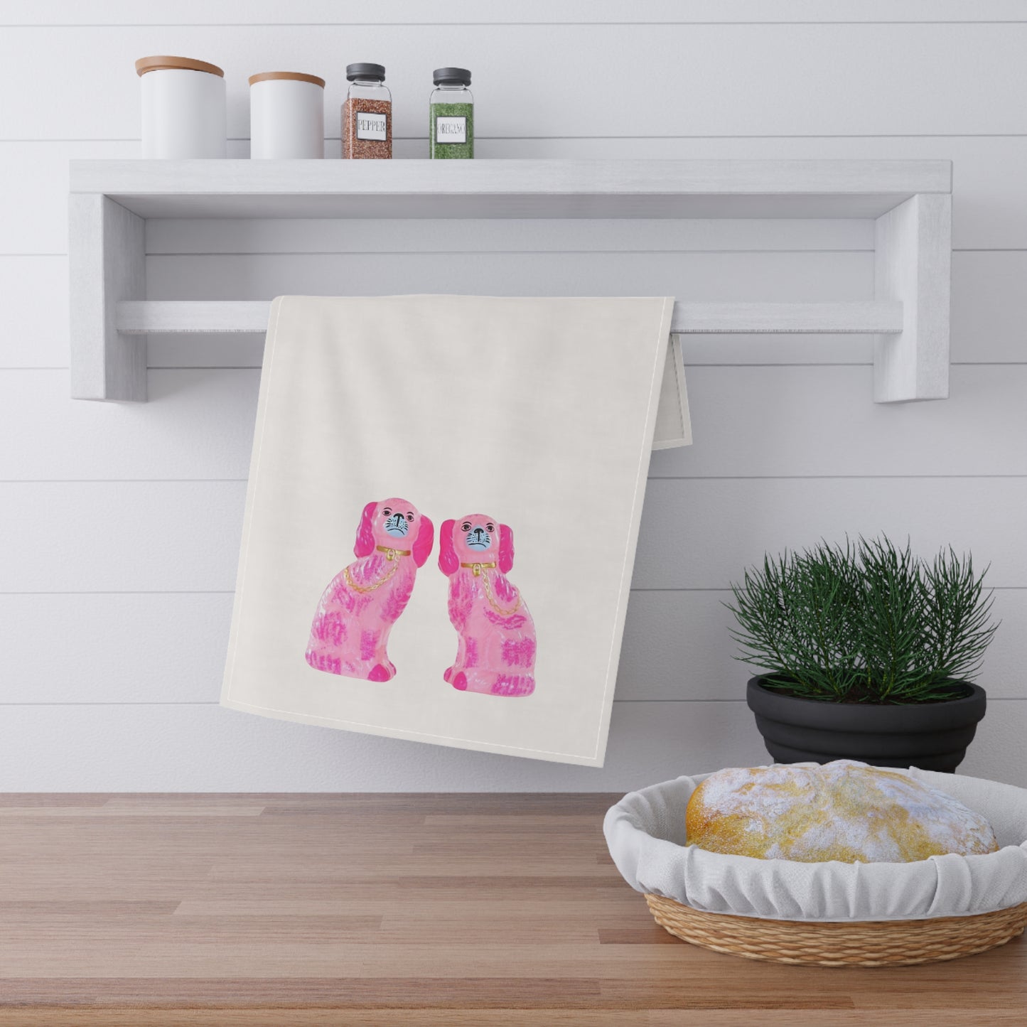 Pink Staffies Kitchen Tea Towel Funny Kitchen Towel Hostess Gift