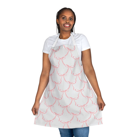 Pink Pastel Bow Retro Kitchen Apron