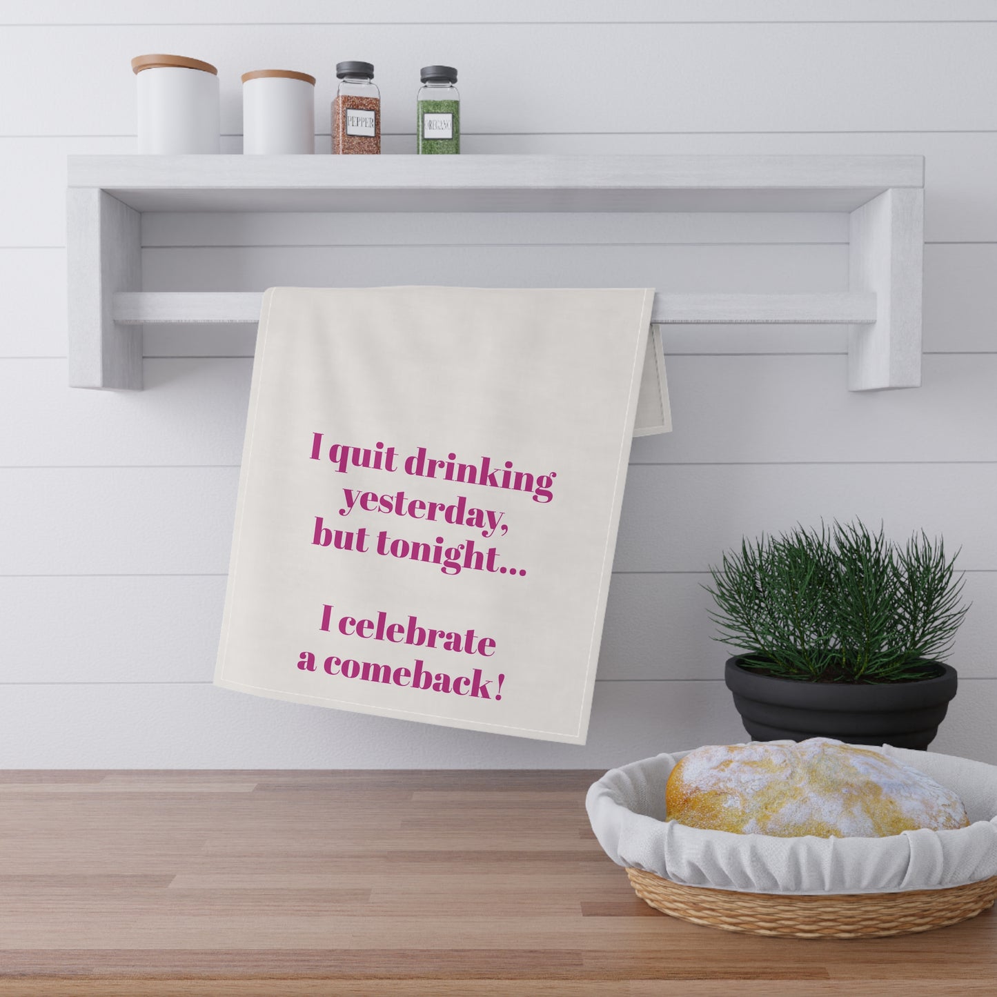 Celebrate a Comeback Kitchen Tea Towel Funny Meme Hostess Party Gift