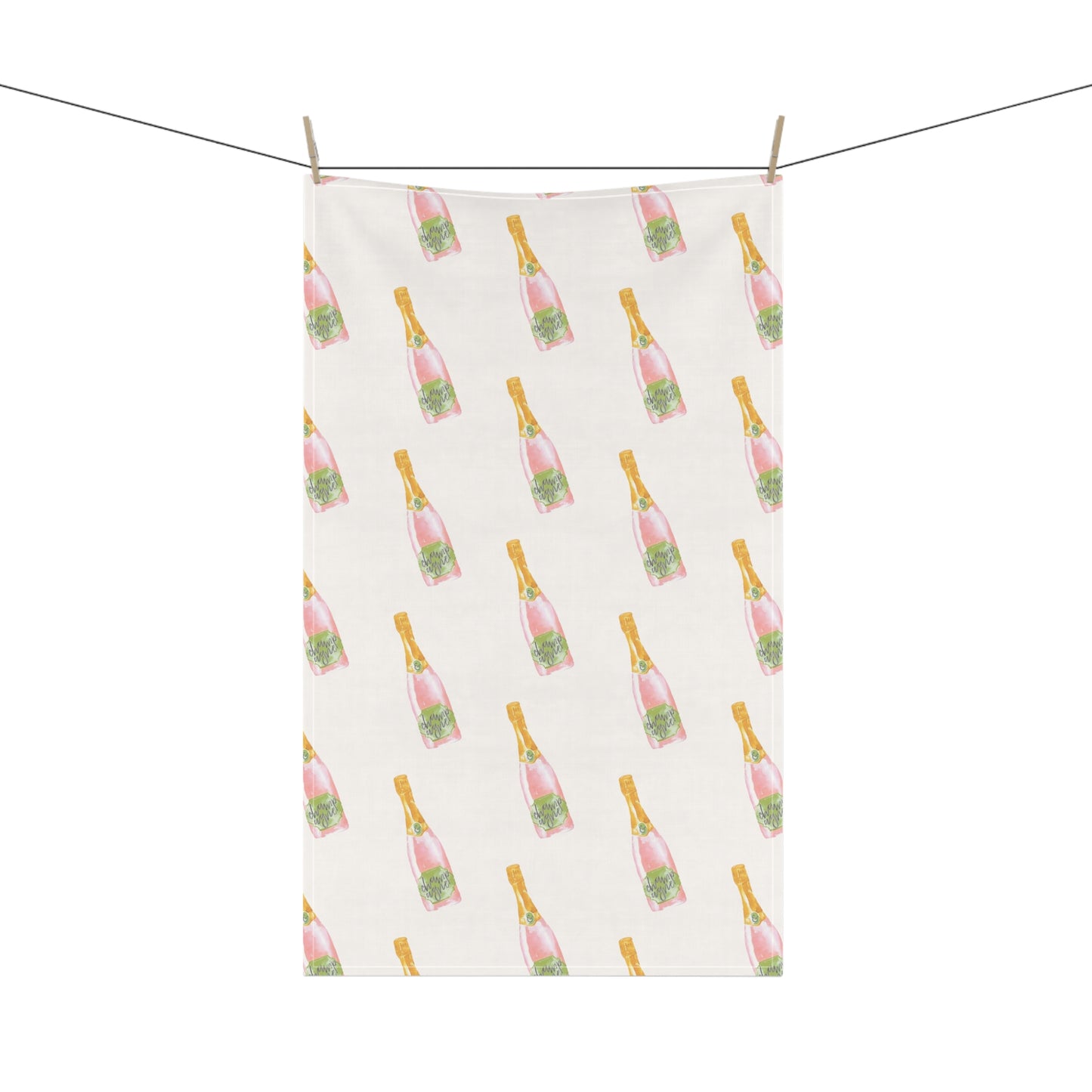 Preppy Pink Champagne Kitchen Tea Towel Hostess Gift