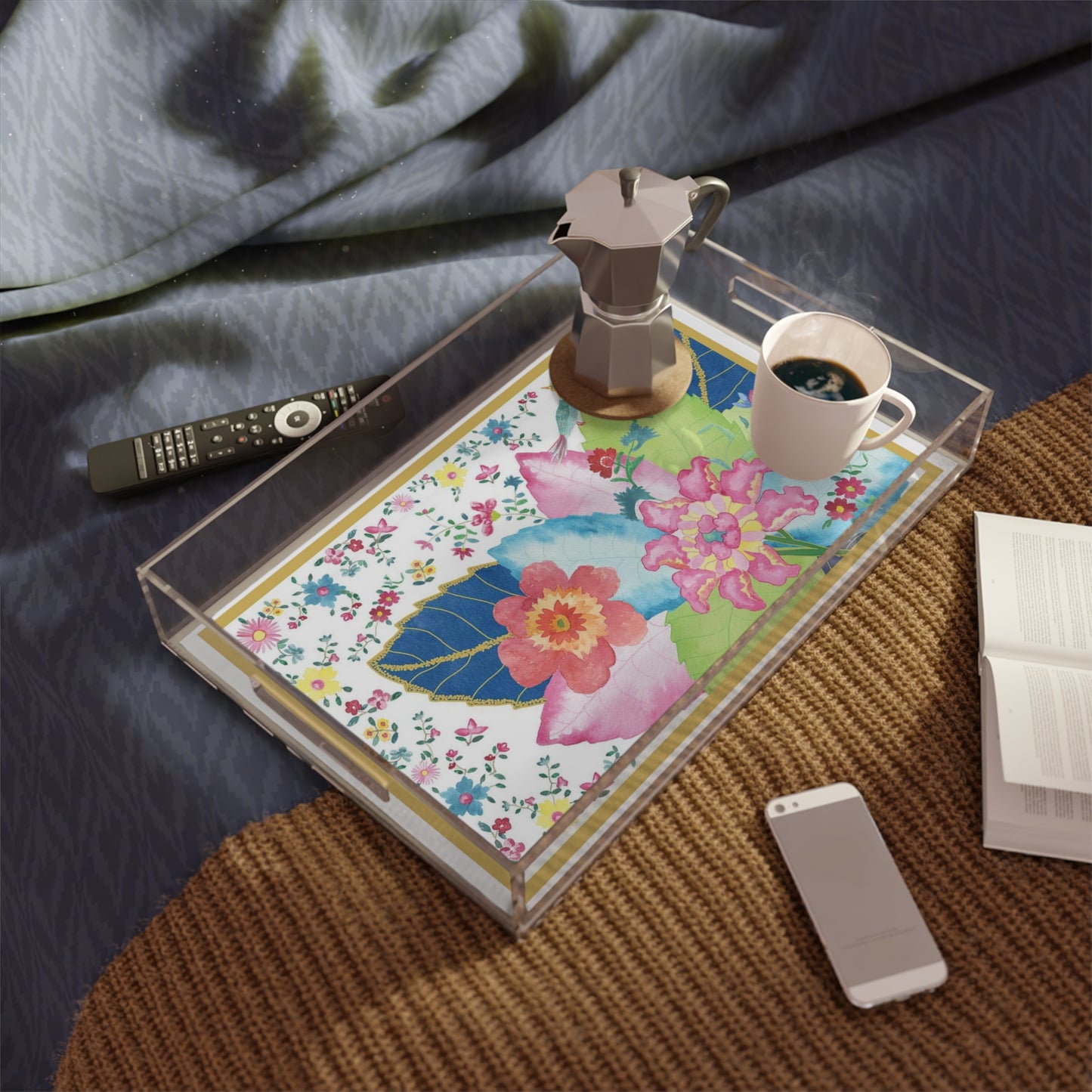 Floral Acrylic Serving Tray