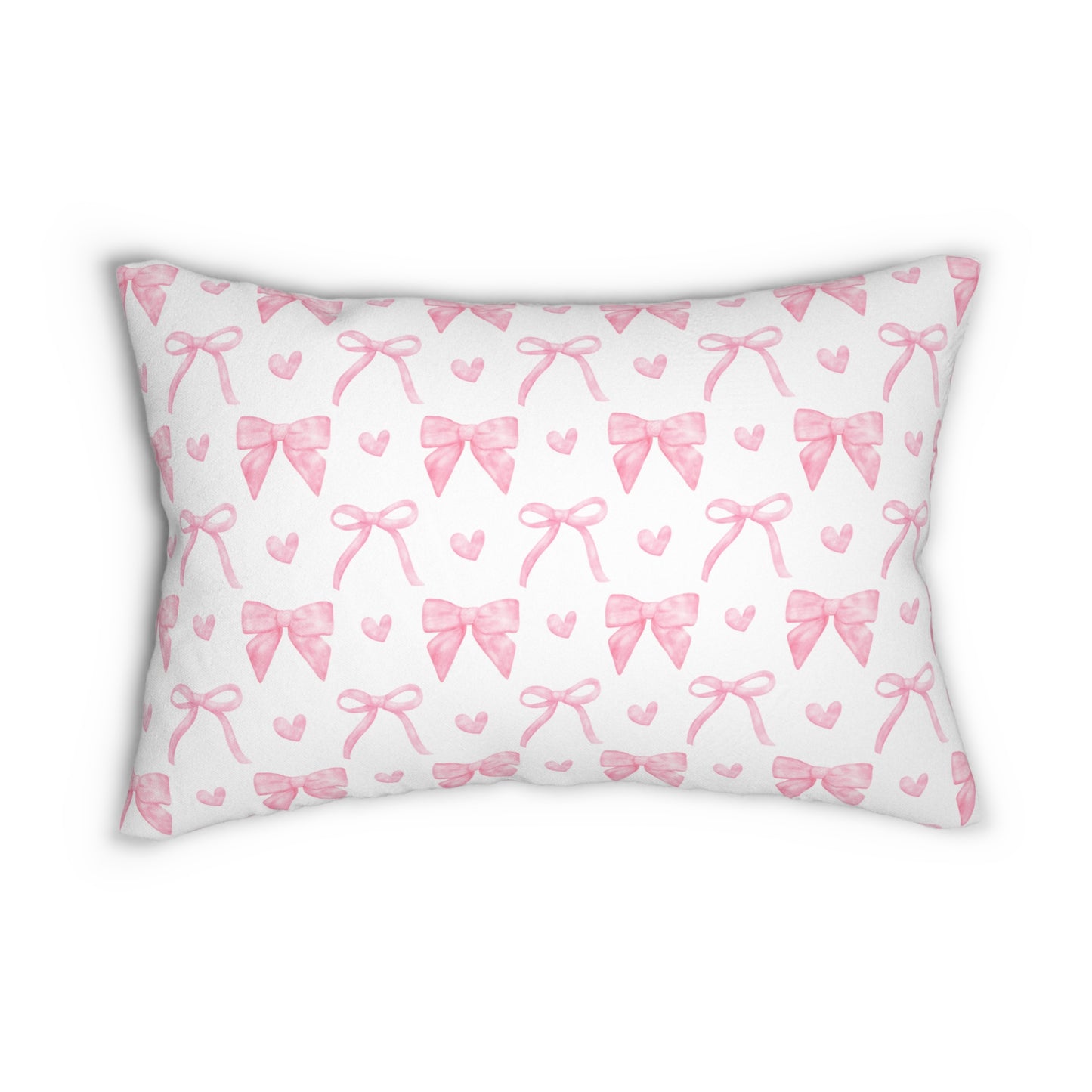 Preppy Pink Bow Coquette Lumbar Pillow, Decorative Cushion for Home, Dorm Room Decor, Unique Home Accent, Baby Pillow