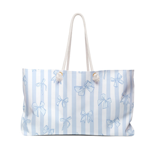 Baby Blue Coquette Bow Weekender Travel Tote Bag Diaper Bag Baby Bag Pickleball Bag Travel Gift